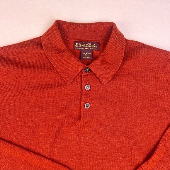 Brooks Brothers Extra Fine Italian Merino Wool Women’s XL Red Collared Sweater - Picture 1 of 16